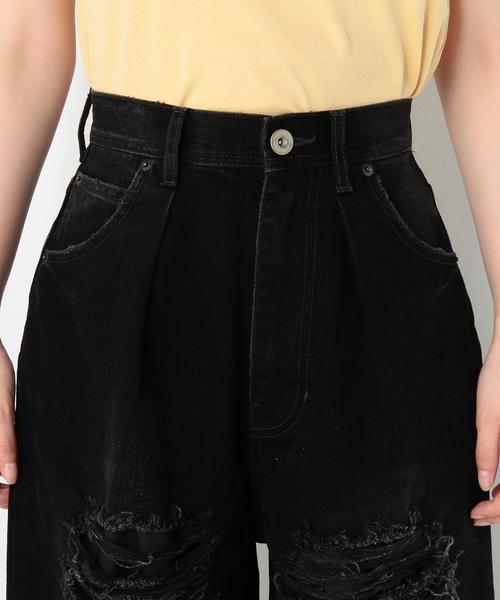 Another Edition（アナザーエディション）の「ダメージブラックデニムワイド/AEBC DAMAGE BLK/DNM WIDE（デニムパンツ・レディース・ブラック・MEDIUM/SMALL）」の6枚目の写真
