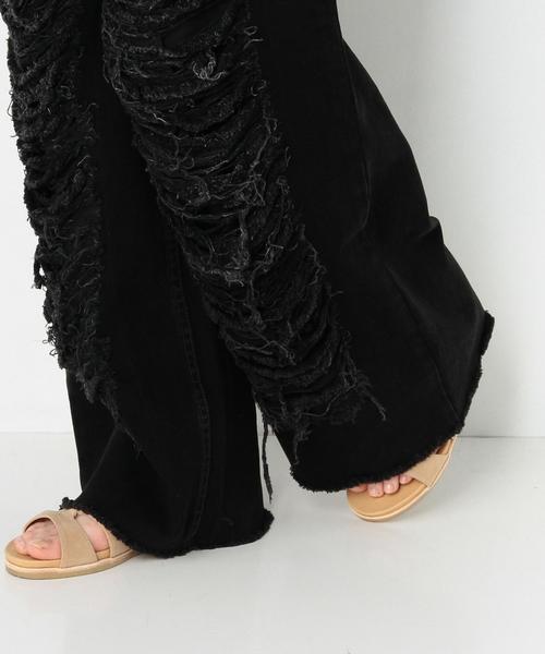 Another Edition（アナザーエディション）の「ダメージブラックデニムワイド/AEBC DAMAGE BLK/DNM WIDE（デニムパンツ・レディース・ブラック・MEDIUM/SMALL）」の10枚目の写真