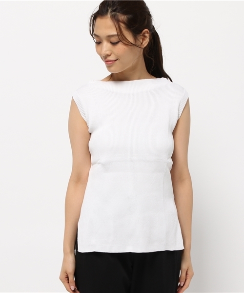 titivate（ティティベイト）の「ﾎﾞｰﾄﾈｯｸﾉｰｽﾘｰﾌﾞﾘﾌﾞﾆｯﾄﾌﾟﾙｵｰﾊﾞｰ（ニット/セーター・レディース・ホワイト/グリーン/ブラック/ベージュ・FREE）」の7枚目の写真