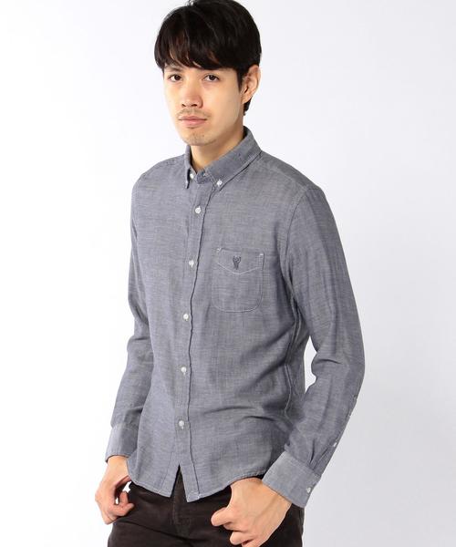 coen（コーエン）の「ダブルガーゼシャンブレーボタンダウンシャツ（シャツ/ブラウス・メンズ・ホワイト/ネイビー・X-SMALL/MEDIUM/SMALL/X-LARGE/LARGE）」の2枚目の写真