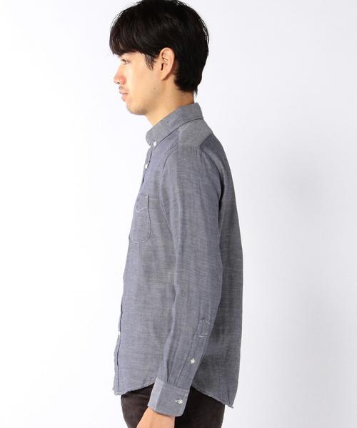 coen（コーエン）の「ダブルガーゼシャンブレーボタンダウンシャツ（シャツ/ブラウス・メンズ・ホワイト/ネイビー・X-SMALL/MEDIUM/SMALL/X-LARGE/LARGE）」の6枚目の写真