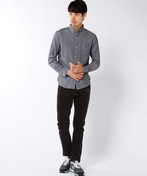 coen（コーエン）の「ダブルガーゼシャンブレーボタンダウンシャツ（シャツ/ブラウス・メンズ・ホワイト/ネイビー・X-SMALL/MEDIUM/SMALL/X-LARGE/LARGE）」の7枚目の写真