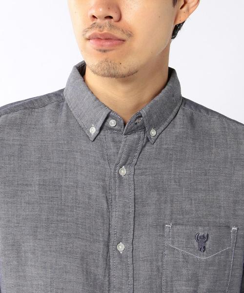 coen（コーエン）の「ダブルガーゼシャンブレーボタンダウンシャツ（シャツ/ブラウス・メンズ・ホワイト/ネイビー・X-SMALL/MEDIUM/SMALL/X-LARGE/LARGE）」の8枚目の写真