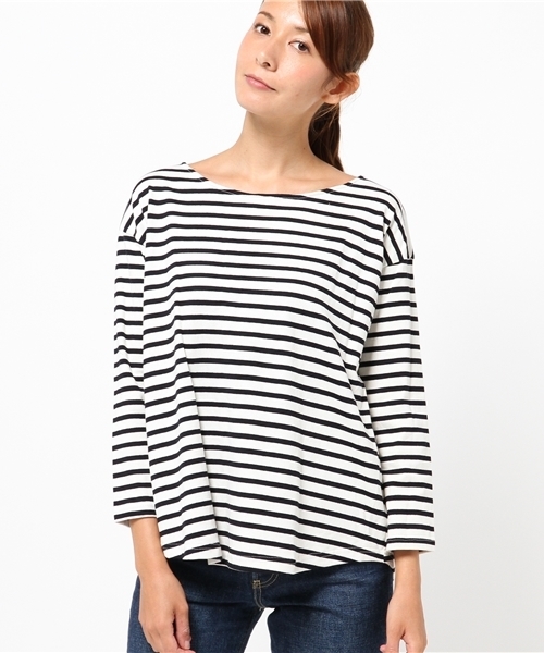 archives(アルシーヴ)の「レースアップ ボーダーカットソー(Tシャツ/カットソー・レディース・カーキ/ネイビー/オフホワイト・MEDIUM)」の14枚目の写真