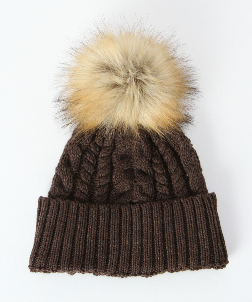 ikka（イッカ）の「ポンポンファーニットワッチ（ニットキャップ/ビーニー・レディース・オレンジ/ブラウン/グレー・FREE）」の7枚目の写真