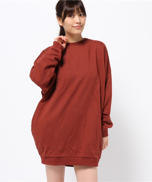 SLY（スライ）の「DROP SHOULDER SW OP（ワンピース・レディース・ブラック/ワインレッド/トップグレー/オレンジ・2/1）」の3枚目の写真