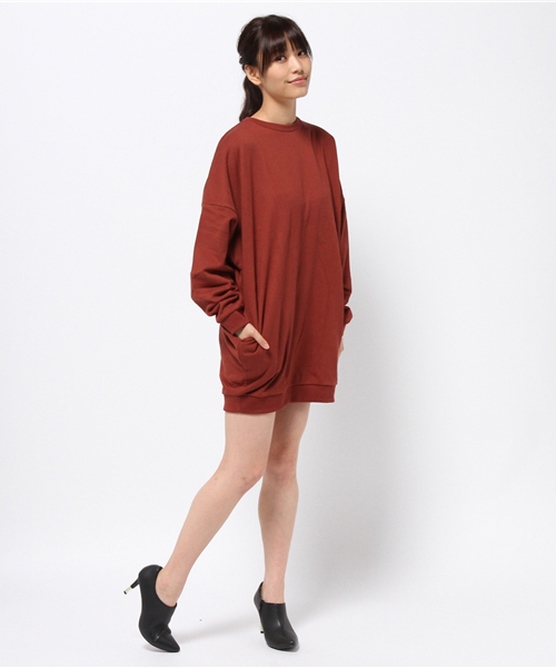 SLY（スライ）の「DROP SHOULDER SW OP（ワンピース・レディース・ブラック/ワインレッド/トップグレー/オレンジ・2/1）」の12枚目の写真