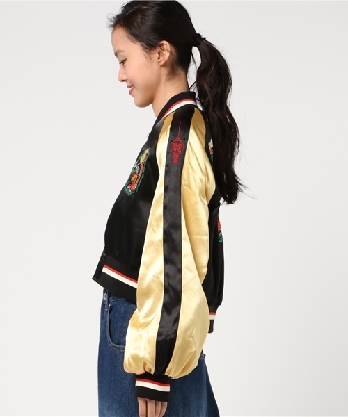 WEGO（ウィゴー）の「WEGO/チャイナクロップドブルゾン（ブルゾン・レディース・ライトピンク/ブラック・FREE）」の4枚目の写真