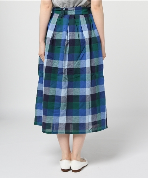 POU DOU DOU(プードゥドゥ)の「ブロックcheckリボンベルトロングスカート(スカート・レディース・イエロー/ネイビー/ピンク・3)」の10枚目の写真