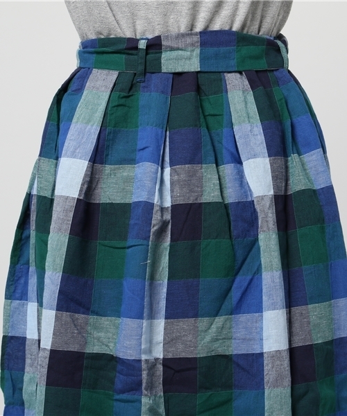 POU DOU DOU(プードゥドゥ)の「ブロックcheckリボンベルトロングスカート(スカート・レディース・イエロー/ネイビー/ピンク・3)」の12枚目の写真
