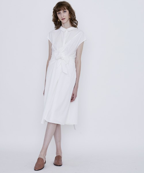 STUDIOUS（ステュディオス）の「STUDIOUS CITY クロスシャツフレンチスリーブワンピース（ワンピース・レディース・キャメル/ホワイト/サックスブルー・FREE）」の12枚目の写真