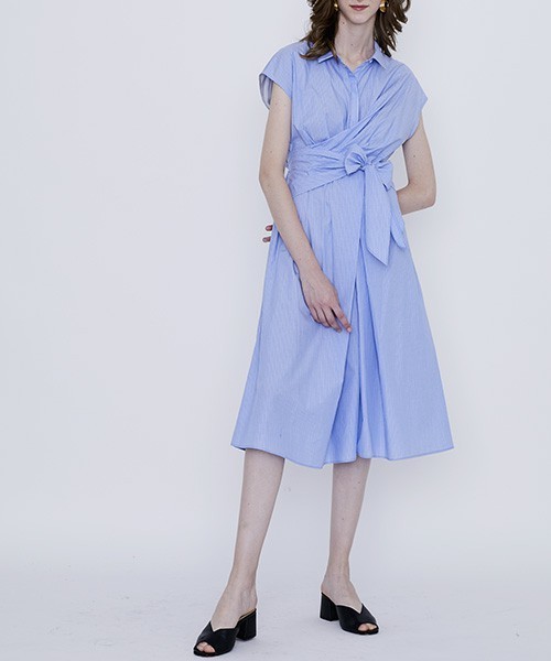 STUDIOUS（ステュディオス）の「STUDIOUS CITY クロスシャツフレンチスリーブワンピース（ワンピース・レディース・キャメル/ホワイト/サックスブルー・FREE）」の13枚目の写真