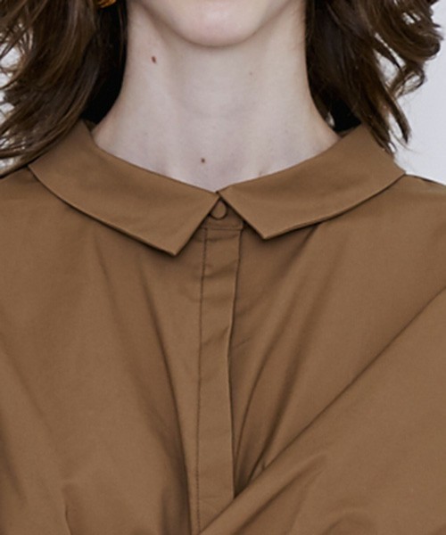 STUDIOUS（ステュディオス）の「STUDIOUS CITY クロスシャツフレンチスリーブワンピース（ワンピース・レディース・キャメル/ホワイト/サックスブルー・FREE）」の18枚目の写真