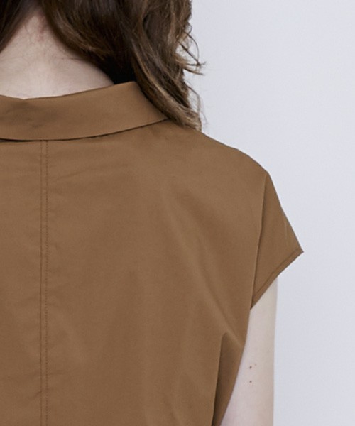 STUDIOUS（ステュディオス）の「STUDIOUS CITY クロスシャツフレンチスリーブワンピース（ワンピース・レディース・キャメル/ホワイト/サックスブルー・FREE）」の19枚目の写真