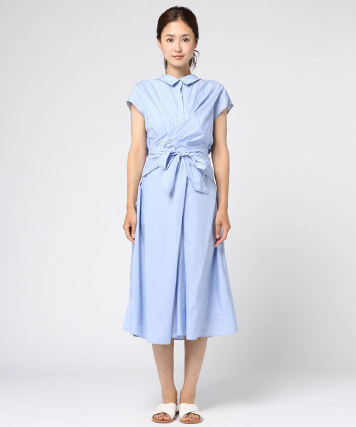 STUDIOUS（ステュディオス）の「STUDIOUS CITY クロスシャツフレンチスリーブワンピース（ワンピース・レディース・キャメル/ホワイト/サックスブルー・FREE）」の4枚目の写真