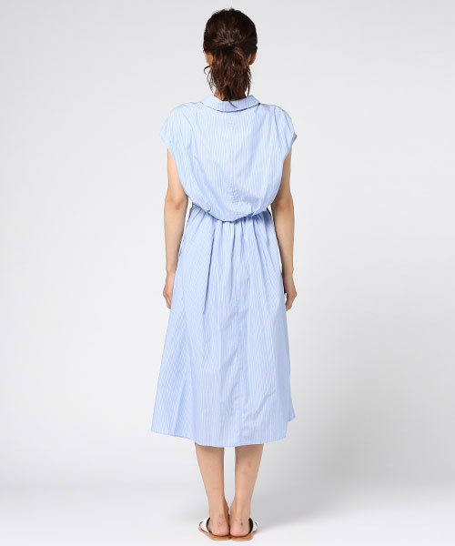 STUDIOUS（ステュディオス）の「STUDIOUS CITY クロスシャツフレンチスリーブワンピース（ワンピース・レディース・キャメル/ホワイト/サックスブルー・FREE）」の6枚目の写真