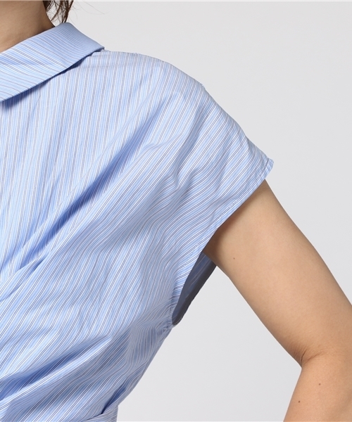 STUDIOUS（ステュディオス）の「STUDIOUS CITY クロスシャツフレンチスリーブワンピース（ワンピース・レディース・キャメル/ホワイト/サックスブルー・FREE）」の7枚目の写真