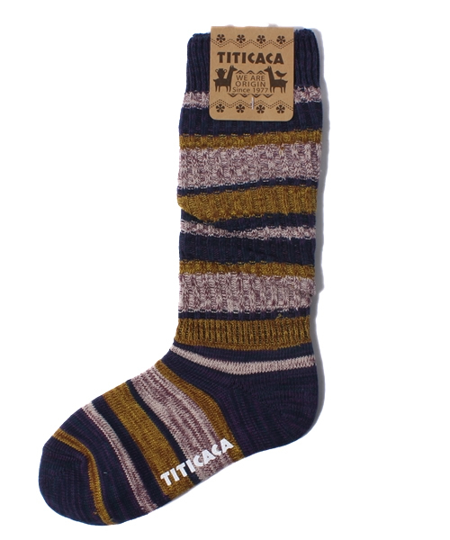 チチカカ(チチカカ)の「ミックスボーダー ルーズ靴下(ソックス/靴下・レディース・レッド系その他/ネイビー/ベージュ・FREE)」の3枚目の写真