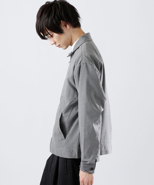 PRISTINE オーガニックコットン ジップアップジャケット グレー NYLON ZIP-UP JACKET VENTナイロン ジップ-アップ ジャケット ベント