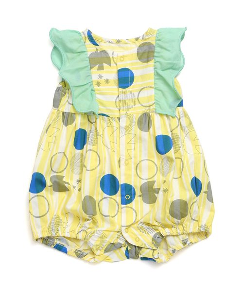 apres les cours（アプレレクール）の「トリさんドット肩フリルロンパス（ロンパース・キッズ・ネイビー/イエロー・70/80）」の2枚目の写真