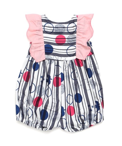 apres les cours（アプレレクール）の「トリさんドット肩フリルロンパス（ロンパース・キッズ・ネイビー/イエロー・70/80）」の3枚目の写真