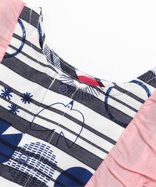 apres les cours（アプレレクール）の「トリさんドット肩フリルロンパス（ロンパース・キッズ・ネイビー/イエロー・70/80）」の5枚目の写真