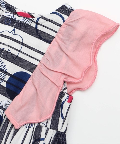 apres les cours（アプレレクール）の「トリさんドット肩フリルロンパス（ロンパース・キッズ・ネイビー/イエロー・70/80）」の6枚目の写真