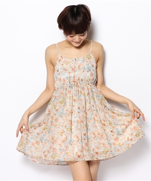 one after another NICE CLAUP（ワンアフターアナザーナイスクラップ）の「花柄シフォンワンピ（ワンピース・レディース・ピンク/オレンジ/ブルー・FREE）」の3枚目の写真