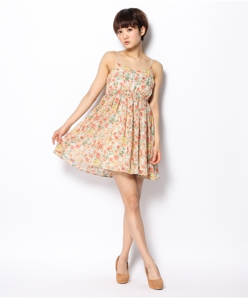 one after another NICE CLAUP（ワンアフターアナザーナイスクラップ）の「花柄シフォンワンピ（ワンピース・レディース・ピンク/オレンジ/ブルー・FREE）」の4枚目の写真