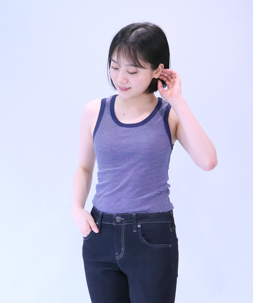 MILLER（ミラー）の「・Robert P. Miller / ロバート・ピー・ミラー リブタンクトップ ノースリーブ 808C　DRE（タンクトップ・レディース・ホワイト/ブラック/ネイビー/グレー/ブラック系その他/ダークネイビー/ホワイト×ブラック/ネイビー×ホワイト・FREE）」の6枚目の写真