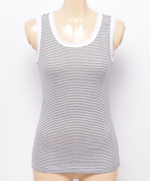 MILLER（ミラー）の「・Robert P. Miller / ロバート・ピー・ミラー リブタンクトップ ノースリーブ 808C　DRE（タンクトップ・レディース・ホワイト/ブラック/ネイビー/グレー/ブラック系その他/ダークネイビー/ホワイト×ブラック/ネイビー×ホワイト・FREE）」の3枚目の写真