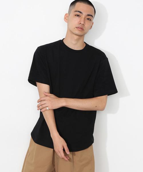 ADAM ET ROPE'(アダムエロペ)の「パイル天竺切替Tシャツ(Tシャツ/カットソー・メンズ・ブラック/グレー/オリーブ・M/L)」の2枚目の写真