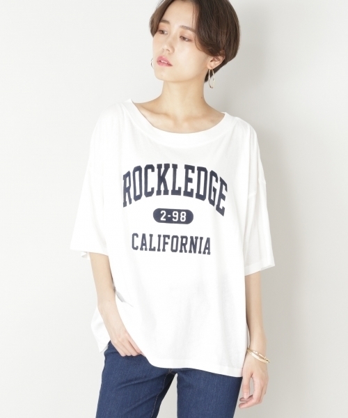 LOWRYS FARM(ローリーズファーム)の「カレッジBIGロゴTシャツ 802182(Tシャツ/カットソー・レディース・グレー/イエロー/ホワイト×レッド/ホワイト×ネイビー・FREE)」の3枚目の写真