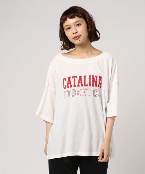 LOWRYS FARM(ローリーズファーム)の「カレッジBIGロゴTシャツ 802182(Tシャツ/カットソー・レディース・グレー/イエロー/ホワイト×レッド/ホワイト×ネイビー・FREE)」の17枚目の写真