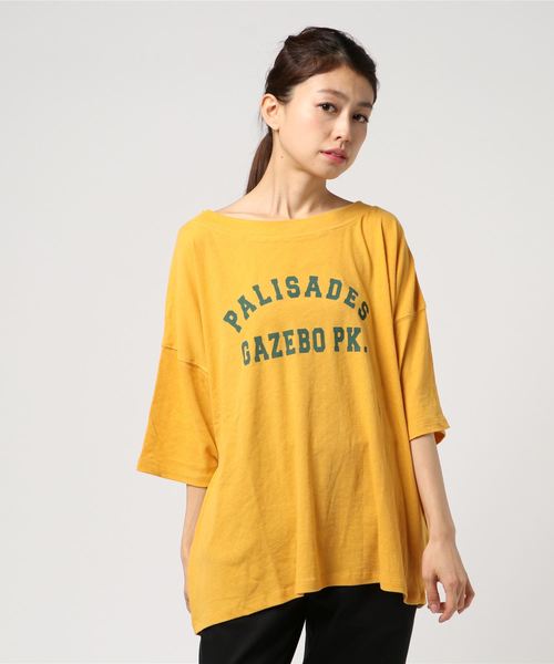 LOWRYS FARM(ローリーズファーム)の「カレッジBIGロゴTシャツ 802182(Tシャツ/カットソー・レディース・グレー/イエロー/ホワイト×レッド/ホワイト×ネイビー・FREE)」の21枚目の写真