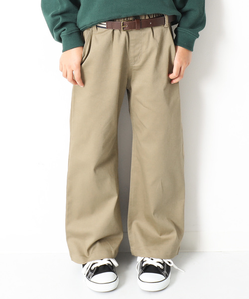 devirock（デビロック）の「ベーシックワイドチノパンツ ロングパンツ ワイドパンツ（その他パンツ・キッズ・ベージュ/ネイビー/ブラウン/カーキ/チャコール/ブラック・110cm/100cm/120cm/130cm/140cm/150cm/160cm）」の5枚目の写真