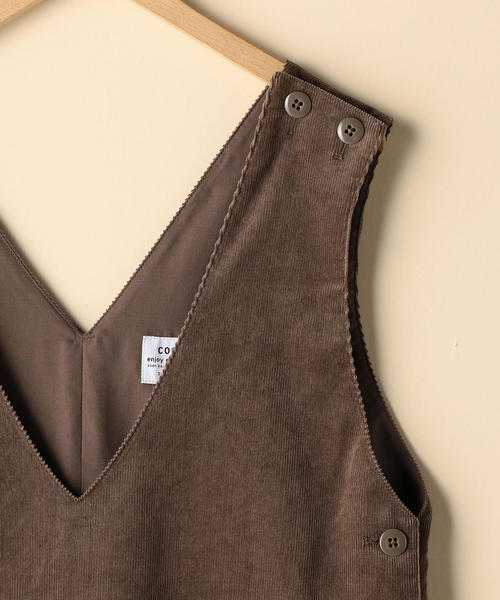 coen（コーエン）の「コーデュロイオールインワン（サロペット/オーバーオール・レディース・ダークグレー/ベージュ・MEDIUM/LARGE）」の7枚目の写真