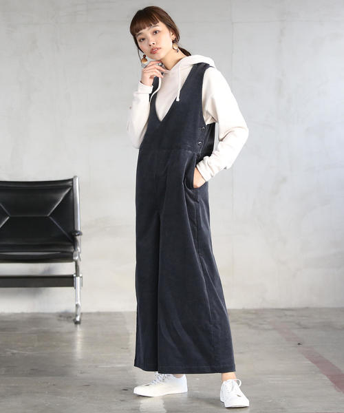 coen（コーエン）の「コーデュロイオールインワン（サロペット/オーバーオール・レディース・ダークグレー/ベージュ・MEDIUM/LARGE）」の16枚目の写真