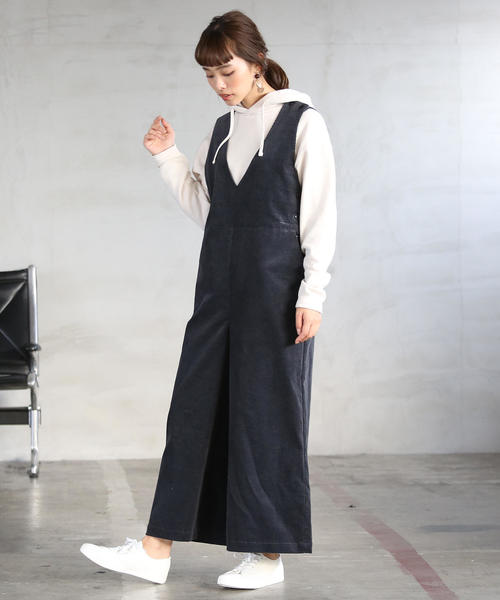coen（コーエン）の「コーデュロイオールインワン（サロペット/オーバーオール・レディース・ダークグレー/ベージュ・MEDIUM/LARGE）」の17枚目の写真