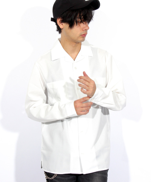 8(eight)(エイト)の「オープンカラー 長袖シャツ ポリ(シャツ/ブラウス・メンズ・ホワイト/ブラック/チャコールグレー/ベージュ/ネイビー/パープル/オレンジ/ブルー/ピンク系その他/ライトグレー/ブルーグリーン/ライトベージュ・MEDIUM/LARGE/X-LARGE)」の2枚目の写真