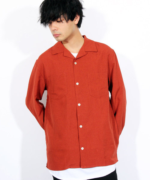 8(eight)(エイト)の「オープンカラー 長袖シャツ ポリ(シャツ/ブラウス・メンズ・ホワイト/ブラック/チャコールグレー/ベージュ/ネイビー/パープル/オレンジ/ブルー/ピンク系その他/ライトグレー/ブルーグリーン/ライトベージュ・MEDIUM/LARGE/X-LARGE)」の12枚目の写真