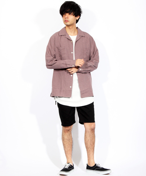 8(eight)(エイト)の「オープンカラー 長袖シャツ ポリ(シャツ/ブラウス・メンズ・ホワイト/ブラック/チャコールグレー/ベージュ/ネイビー/パープル/オレンジ/ブルー/ピンク系その他/ライトグレー/ブルーグリーン/ライトベージュ・MEDIUM/LARGE/X-LARGE)」の18枚目の写真