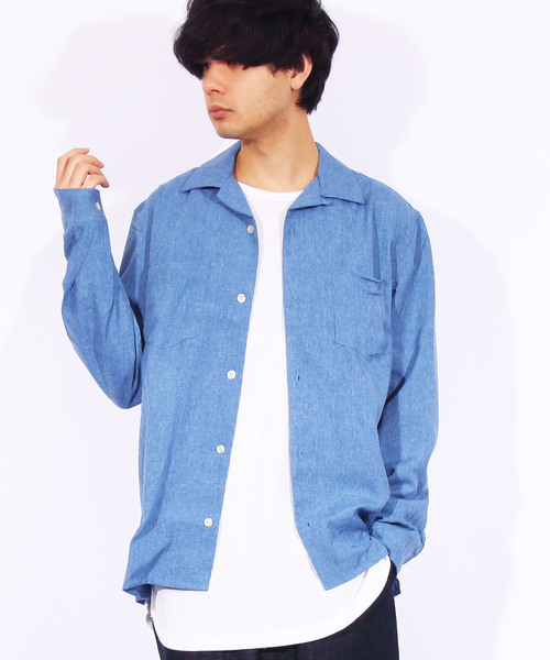 8(eight)(エイト)の「オープンカラー 長袖シャツ ポリ(シャツ/ブラウス・メンズ・ホワイト/ブラック/チャコールグレー/ベージュ/ネイビー/パープル/オレンジ/ブルー/ピンク系その他/ライトグレー/ブルーグリーン/ライトベージュ・MEDIUM/LARGE/X-LARGE)」の8枚目の写真