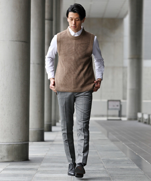 Ressaca（レサーカ）の「サイドスリット ニットべスト ポケット付き（ベスト・メンズ・ブラック/ベージュ/ネイビー/グレー/カーキ/インディゴブルー・M/L/XL）」の17枚目の写真