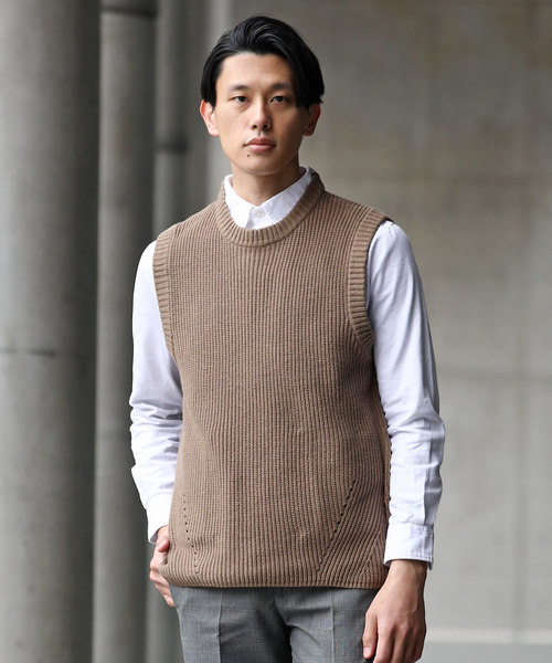 Ressaca（レサーカ）の「サイドスリット ニットべスト ポケット付き（ベスト・メンズ・ブラック/ベージュ/ネイビー/グレー/カーキ/インディゴブルー・M/L/XL）」の19枚目の写真