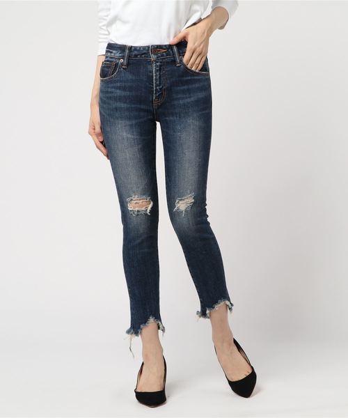 MOUSSY（マウジー）の「JW fringe Skinny（デニムパンツ・レディース・ダークブルー・24inch）」の4枚目の写真