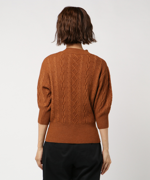 WEGO(ウィゴー)の「WEGO VINTAGE/ケーブル5分袖スリーブニット(ニット/セーター・レディース・ブラック/ダークグリーン/ピンク/アイボリー/キャメル・FREE)」の11枚目の写真