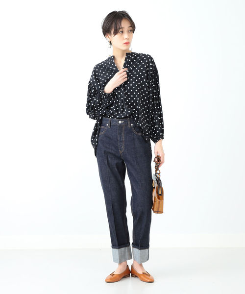 Ray BEAMS（レイビームス）の「Ray BEAMS / ドット ギャザー スキッパー シャツ（シャツ/ブラウス・レディース・ブラック/オフホワイト・ONE SIZE）」の16枚目の写真