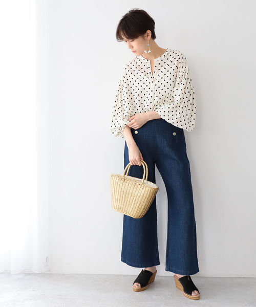 Ray BEAMS（レイビームス）の「Ray BEAMS / ドット ギャザー スキッパー シャツ（シャツ/ブラウス・レディース・ブラック/オフホワイト・ONE SIZE）」の17枚目の写真