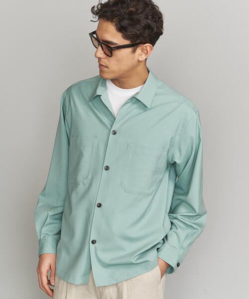 BEAUTY&YOUTH UNITED ARROWS(ビューティーアンドユースユナイテッドアローズ)の「BY TR オープンカラー ワイドフォルム シャツ(シャツ/ブラウス・メンズ・ライトグレー/ライム/ブラック・X-LARGE/LARGE/SMALL/MEDIUM)」の1枚目の写真